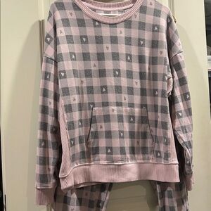 Cuddl Duds Checkered Heart Pajama lounge 2piece set pullOn pants pockets size XL